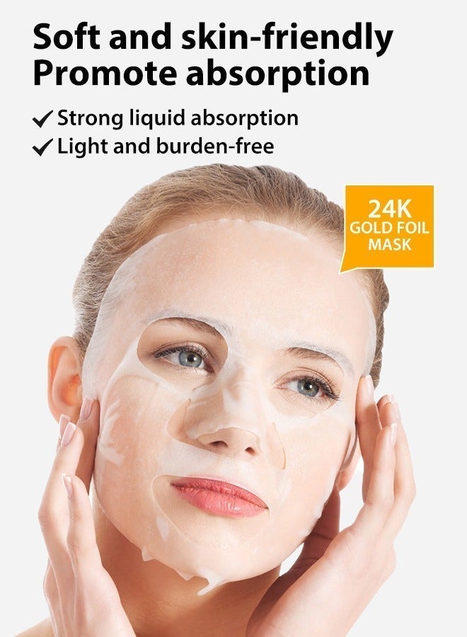 MOOYAM 24K Gold Foil Hydrating Mask with Hyaluronic Acid for Intense Moisturizing and Firming for All Skin Types (10-Packs) - Image 5